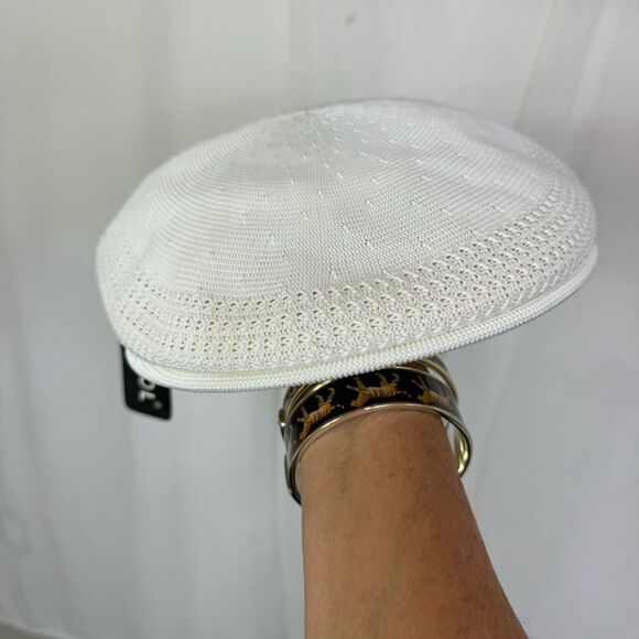 NEW Kangol Kangaroo White Knitting Mesh Vent Air Retro Flat Beret Style 0290 XL - Picture 8 of 9